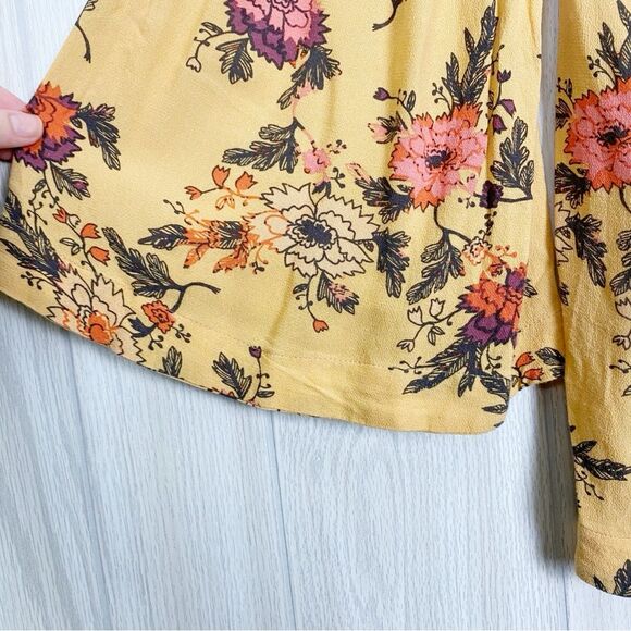 Free People | Marigold Yellow Floral Bell Sleeve Tunic Size Small - Picture 12 of 14